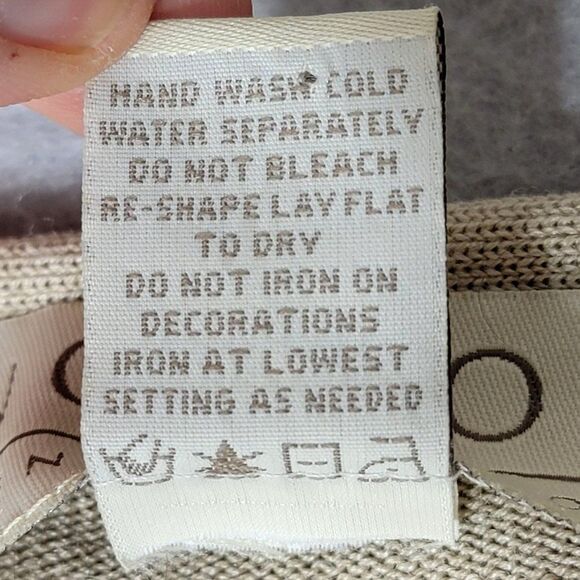 Norton McNaughton Silk Embroidered Sweater Sequin Beige With Cami Ruffle Tie S - Picture 8 of 10